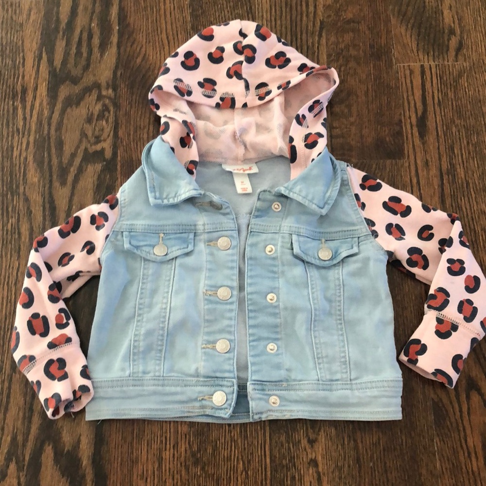 Cat and Jack Toddler 2T girls Pink Cheetah Jean Jacket